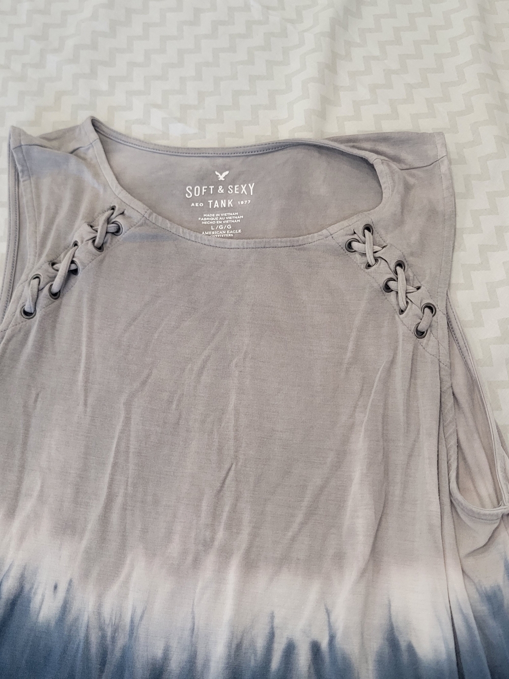 aerie Soft & Sexy Gray Ombre Lace-Up Tank Top